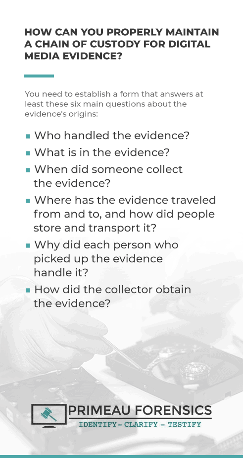 How to properly maintain chain of custody for digital media evidence